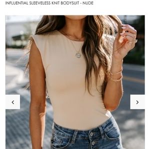 Sleeveless Knit Bodysuit - Nude, M